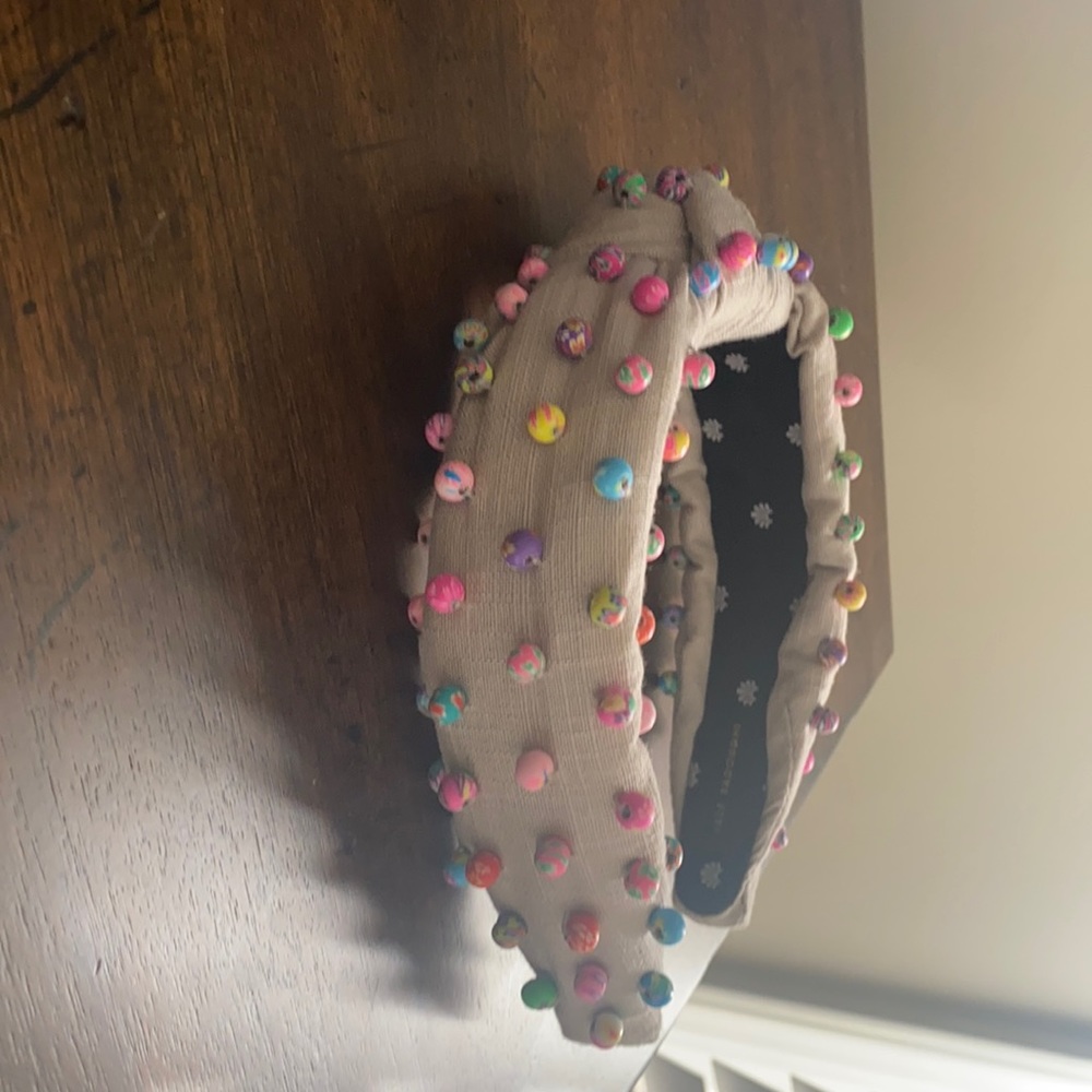 Lele Sadoughi Gray Beaded Headband NWOT